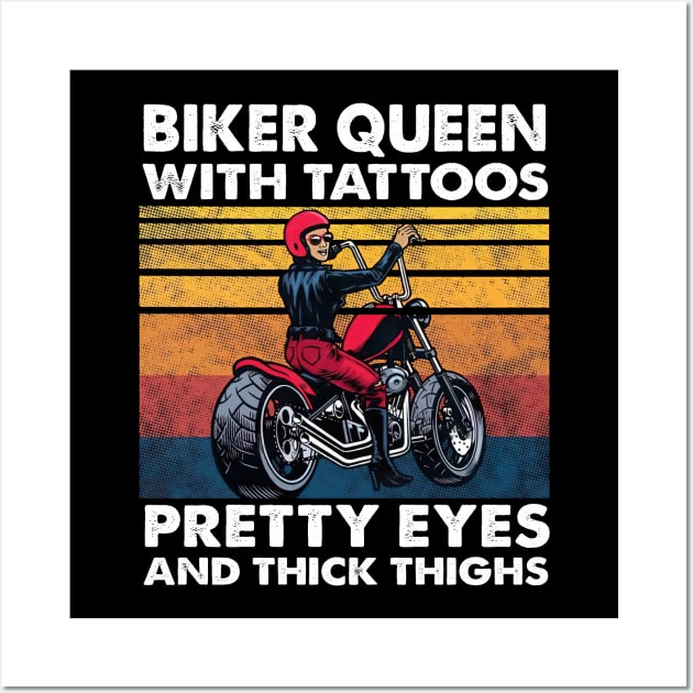 Biker Queen With Tattoos Pretty Eyes And Thick Thighs Wall Art by nakaahikithuy